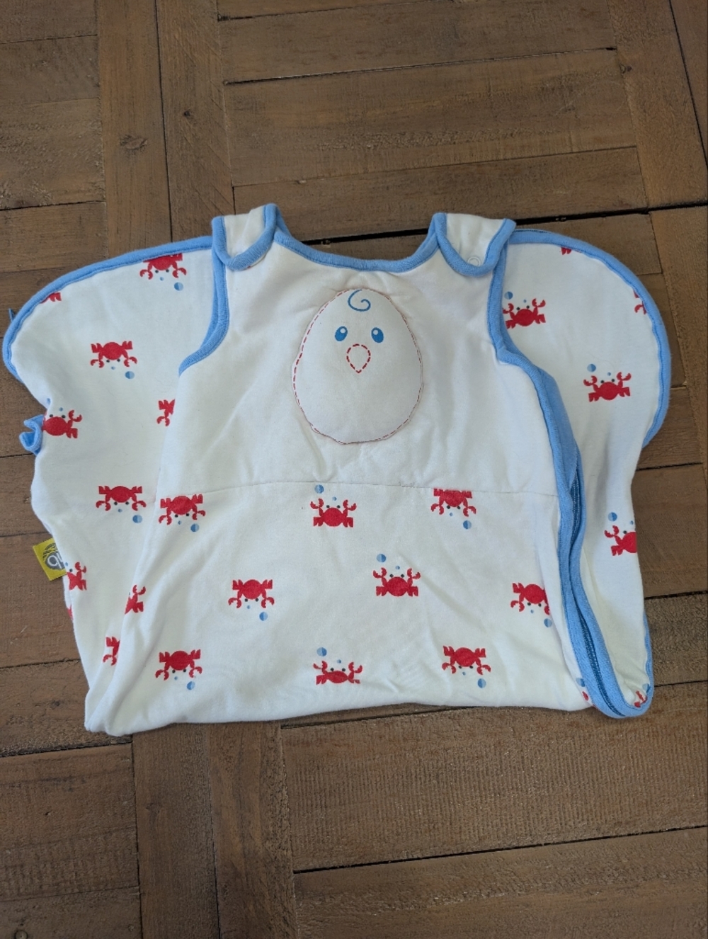 Nested Bean Baby Sleeveless Sleep Sack with Red Crab Print, Medium 6-12mo